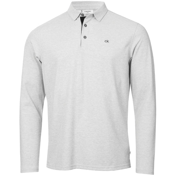 Calvin Klein Bayard Long Sleeve Polo Shirt - Silver Marl