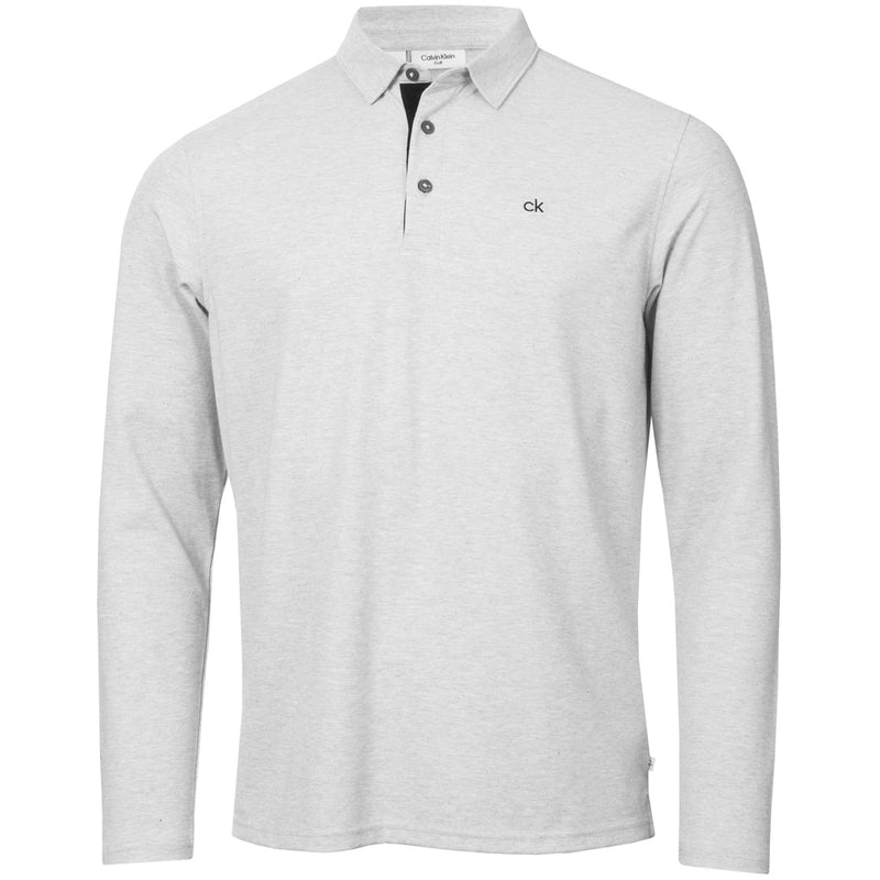 Calvin Klein Bayard Long Sleeve Polo Shirt - Silver Marl