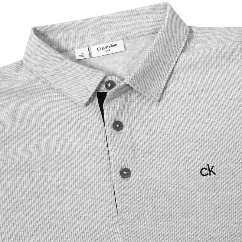Calvin Klein Bayard Long Sleeve Polo Shirt - Silver Marl
