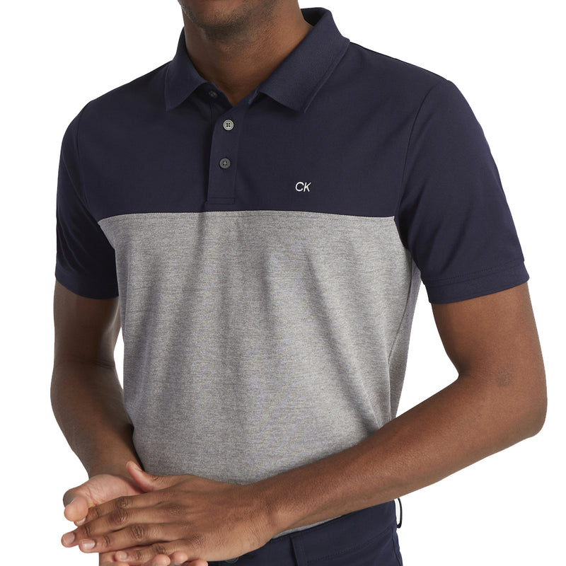 Calvin Klein Colour Block Polo Shirt - Navy/Silver Marl