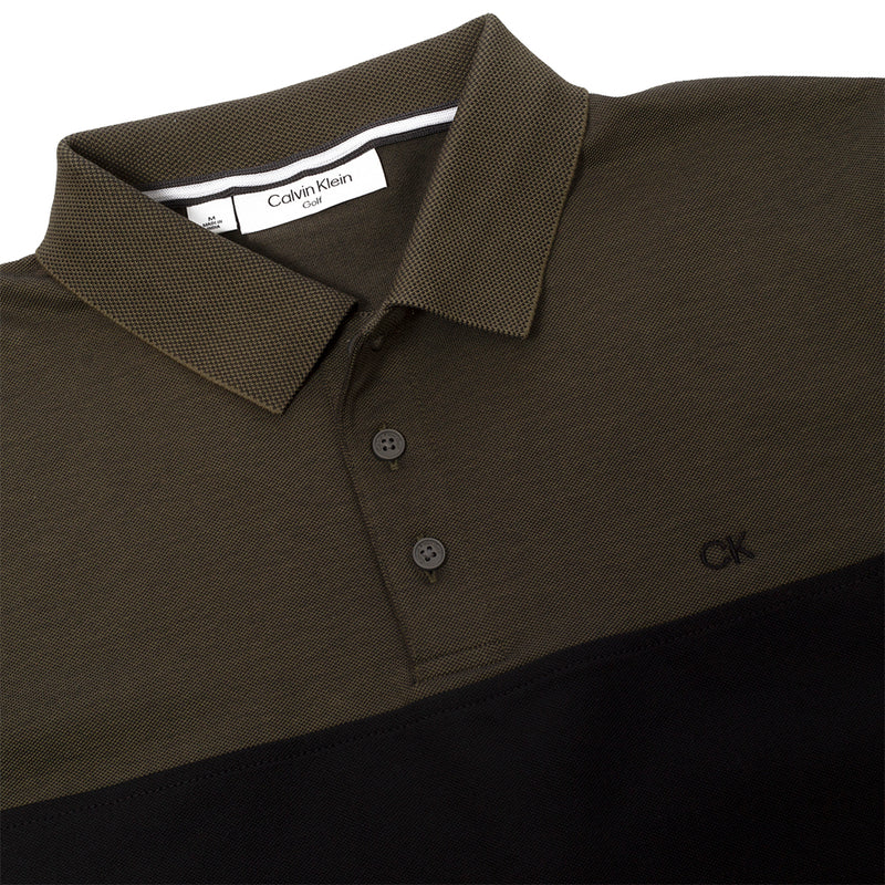 Calvin Klein Colour Block Polo Shirt - Olive Marl/Black