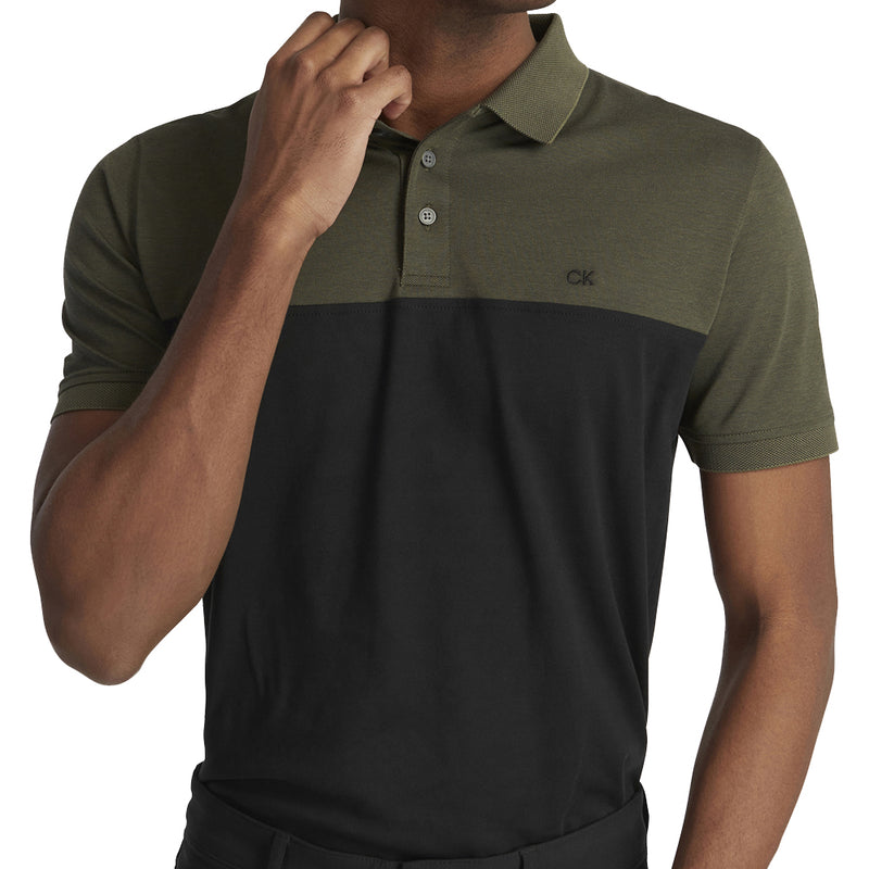 Calvin Klein Colour Block Polo Shirt - Olive Marl/Black