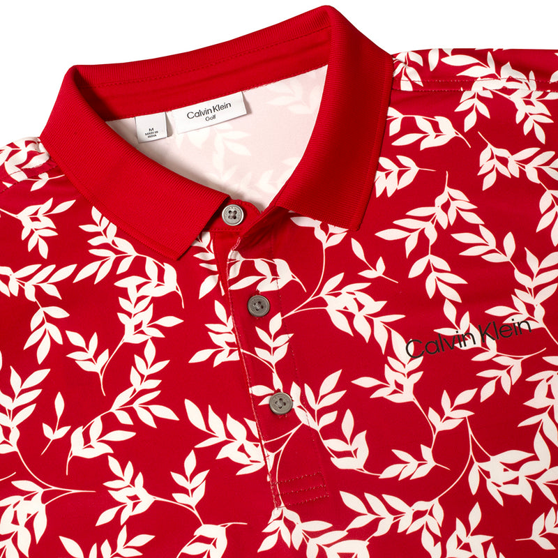 Calvin Klein Leaf Print Polo Shirt - Red/White