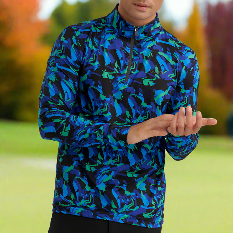 Calvin Klein Newport 1/2 Zip Pullover - Brushstroke Print