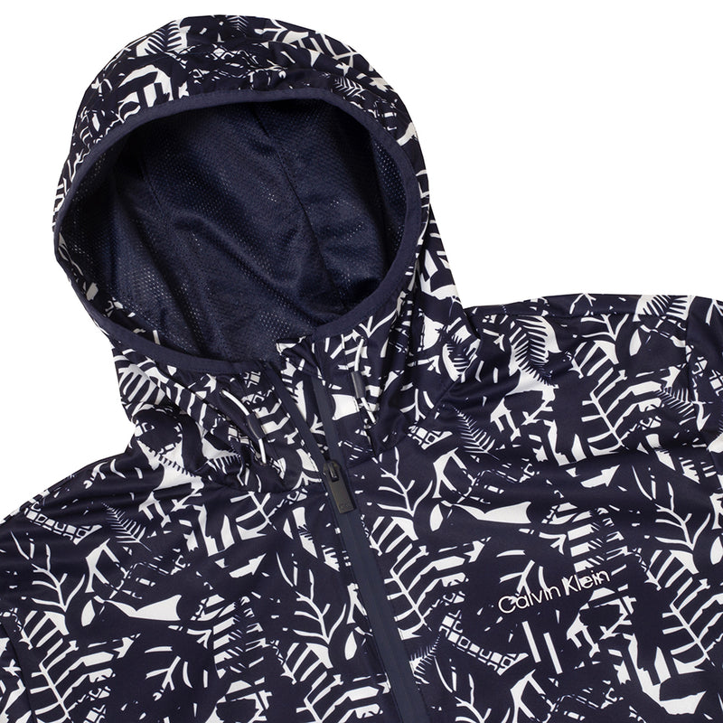 Calvin Klein Printed Windbreaker Jacket - White/Evening Blue