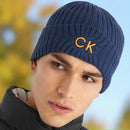 Calvin Klein Ribbed Knit Beanie HD Embroided - Engine Blue