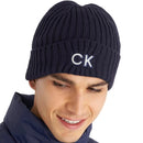 Calvin Klein Ribbed Knit Beanie HD Embroided - Engine Blue