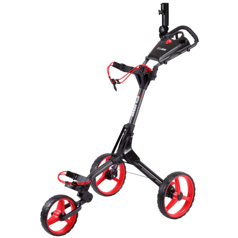 Cube 3 3-Wheel Push Trolley - Charcoal/Red