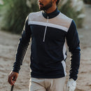 Galvin Green Dean 1/4 Zip Pullover - Sand/Navy/White