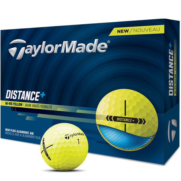 TaylorMade Distance+ Golf Balls - Yellow - 12 Pack