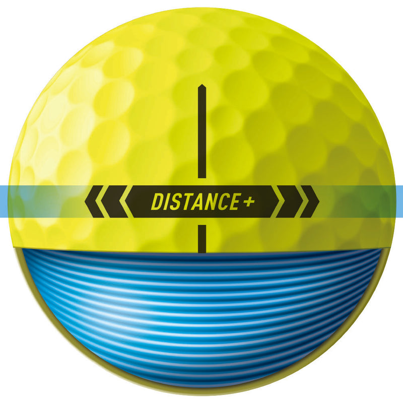 TaylorMade Distance+ Golf Balls - Yellow - 12 Pack