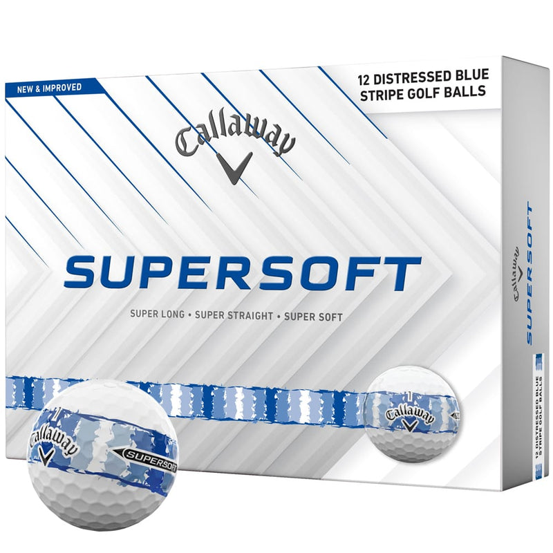 Callaway Supersoft Distressed Stripe Golf Balls - White/Blue - 12 Pack