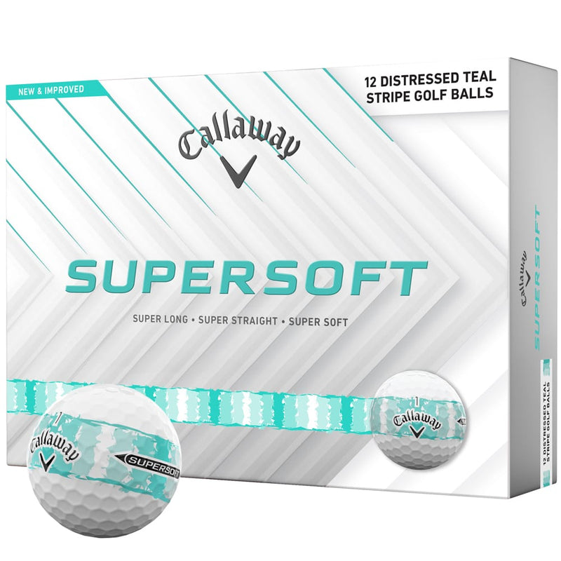 Callaway Supersoft Distressed Stripe Golf Balls - White/Teal - 12 Pack