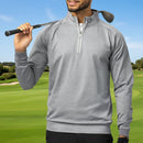 Glenmuir Esk 1/4 Zip Pullover - Light Grey Marl/White