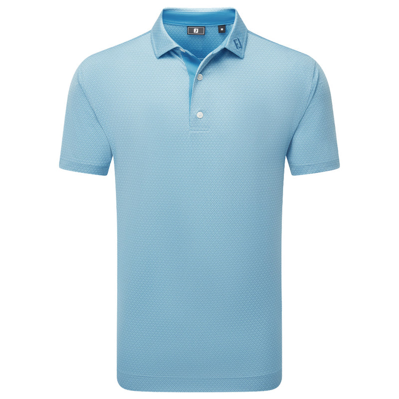 FootJoy Deco Diamond Print Lisle Polo Shirt - Air Blue/High Tide
