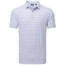 FootJoy Gamer Print Pique Polo Shirt - White/Air Blue/High Tide/Magenta
