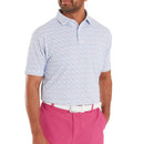 FootJoy Gamer Print Pique Polo Shirt - White/Air Blue/High Tide/Magenta