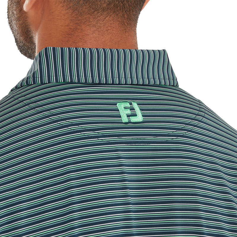 FootJoy Triple Pinstripe Lisle Polo Shirt - Navy