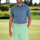 FootJoy Modernist Geo Print Pique Polo Shirt - Steel Blue/Navy