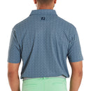 FootJoy Modernist Geo Print Pique Polo Shirt - Steel Blue/Navy