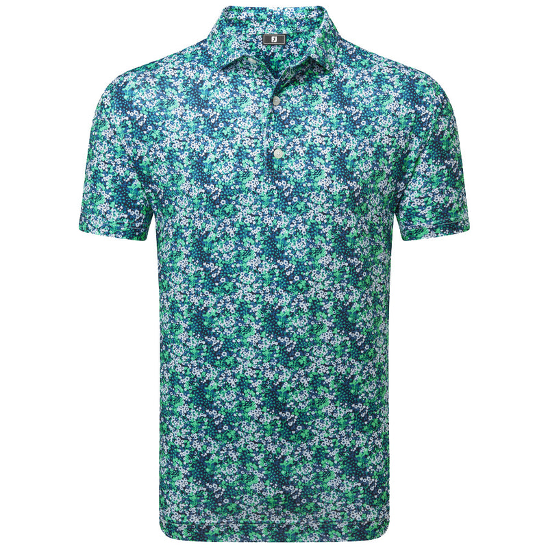 FootJoy Garden Print Lisle Polo Shirt - Navy