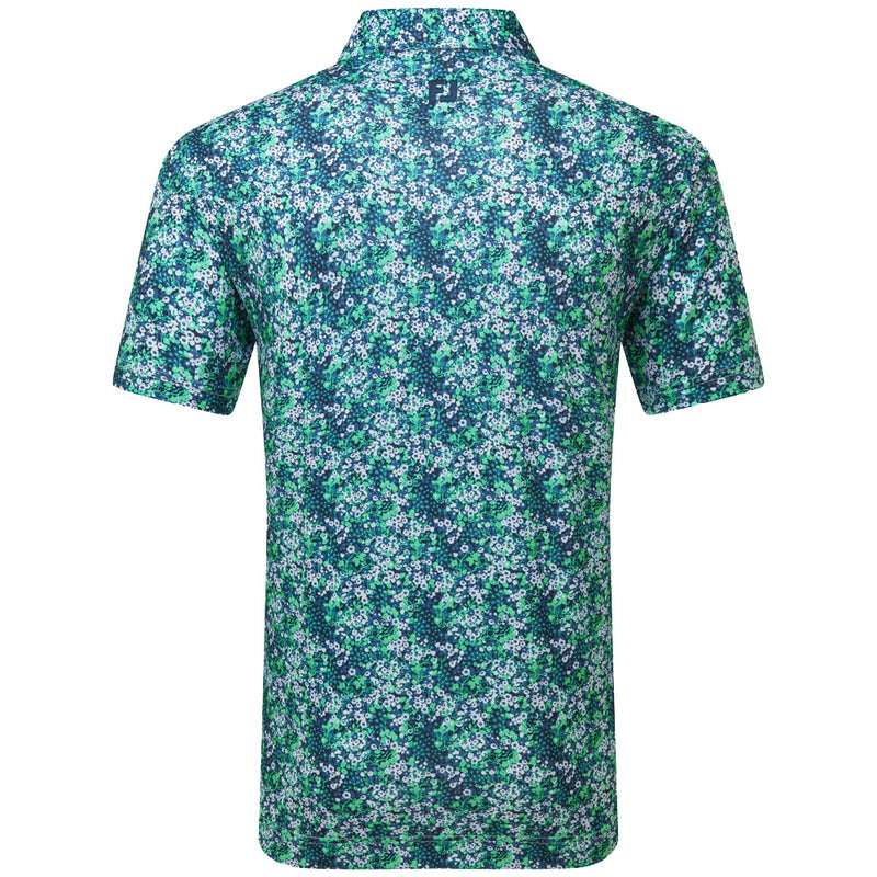FootJoy Garden Print Lisle Polo Shirt - Navy