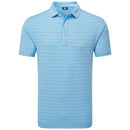 FootJoy Open Pinstripe Lisle Polo Shirt - Air Blue/Magenta