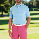 FootJoy Open Pinstripe Lisle Polo Shirt - Air Blue/Magenta