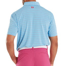 FootJoy Open Pinstripe Lisle Polo Shirt - Air Blue/Magenta