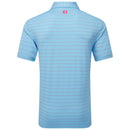 FootJoy Open Pinstripe Lisle Polo Shirt - Air Blue/Magenta