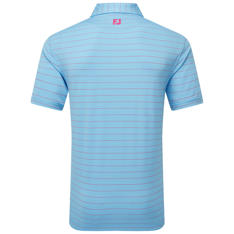 FootJoy Open Pinstripe Lisle Polo Shirt - Air Blue/Magenta