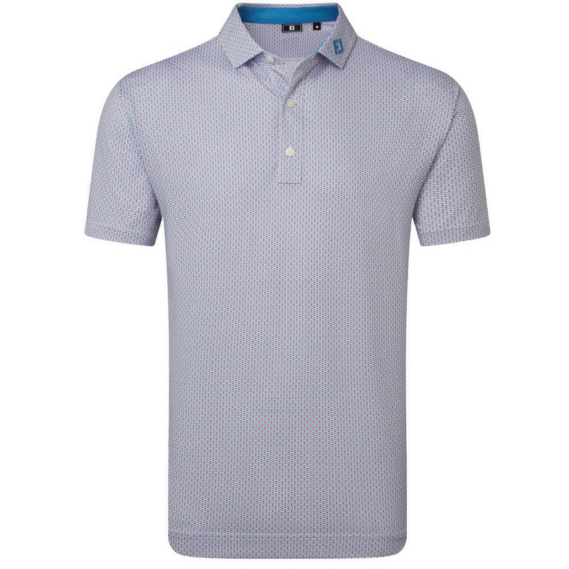 FootJoy Nautical Flag Print Lisle Polo Shirt - Nantucket Red/Coastal Blue