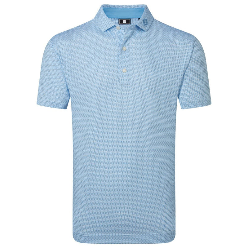 FootJoy Nautical Flag Print Lisle Polo Shirt - Blue Reef/Deep Reef