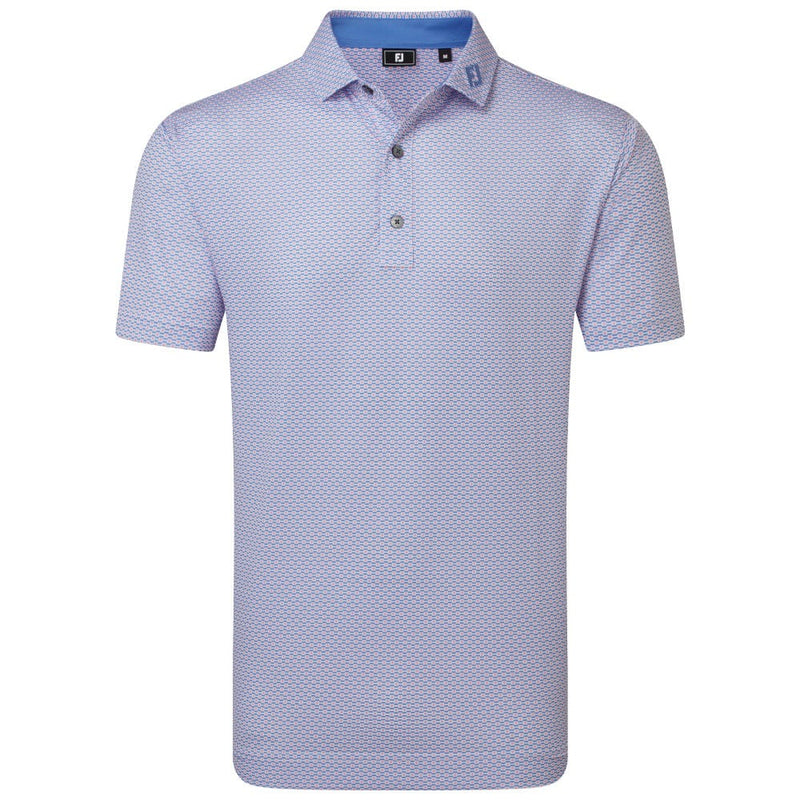 FootJoy Nautical Flag Print Lisle Polo Shirt - Pink Pop/Vivid Violet