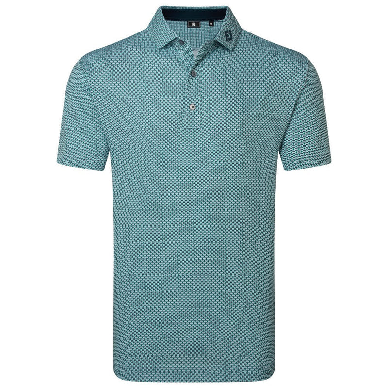 FootJoy Nautical Flag Print Lisle Polo Shirt- Field Green/Navy