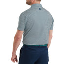 FootJoy Nautical Flag Print Lisle Polo Shirt- Field Green/Navy