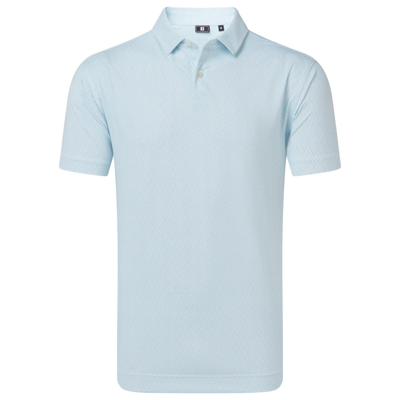 FootJoy Modernist Geo Pique Polo Shirt- White/Ice Blue