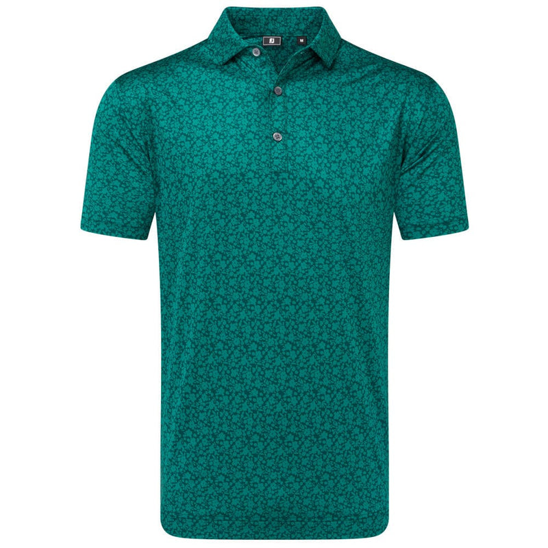 FootJoy Painted Floral Lisle Polo Shirt - Field Green