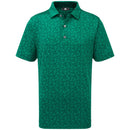 FootJoy Junior Floral Lisle Polo Shirt - Field Green