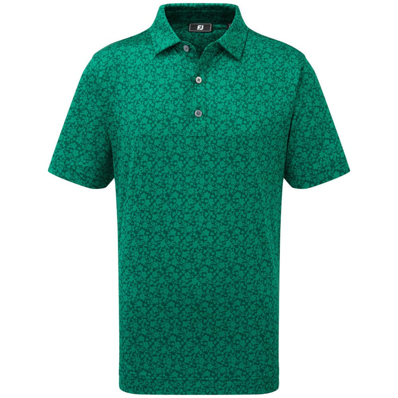 FootJoy Junior Floral Lisle Polo Shirt - Field Green