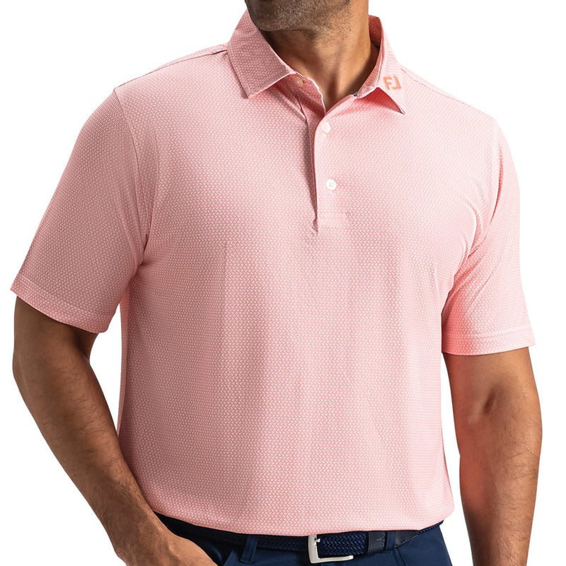 FootJoy Heritage Logo Lisle Polo Shirt  - White/Peach