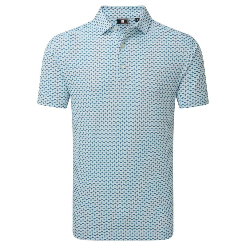 FootJoy Ginko Geo Pique Polo Shirt  - White/Mint