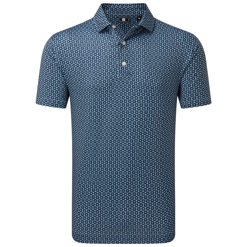 FootJoy Vegas Marker Lisle Polo Shirt  - White/Navy/Blue