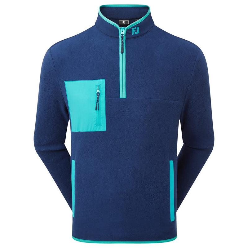 FootJoy Polar Fleece Chill-Out Pullover - Navy/Lake Blue