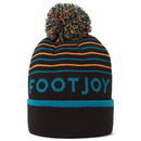 FootJoy Striped Bobble Beanie - Black/Storm/Flame