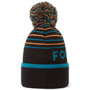 FootJoy Striped Bobble Beanie - Black/Storm/Flame