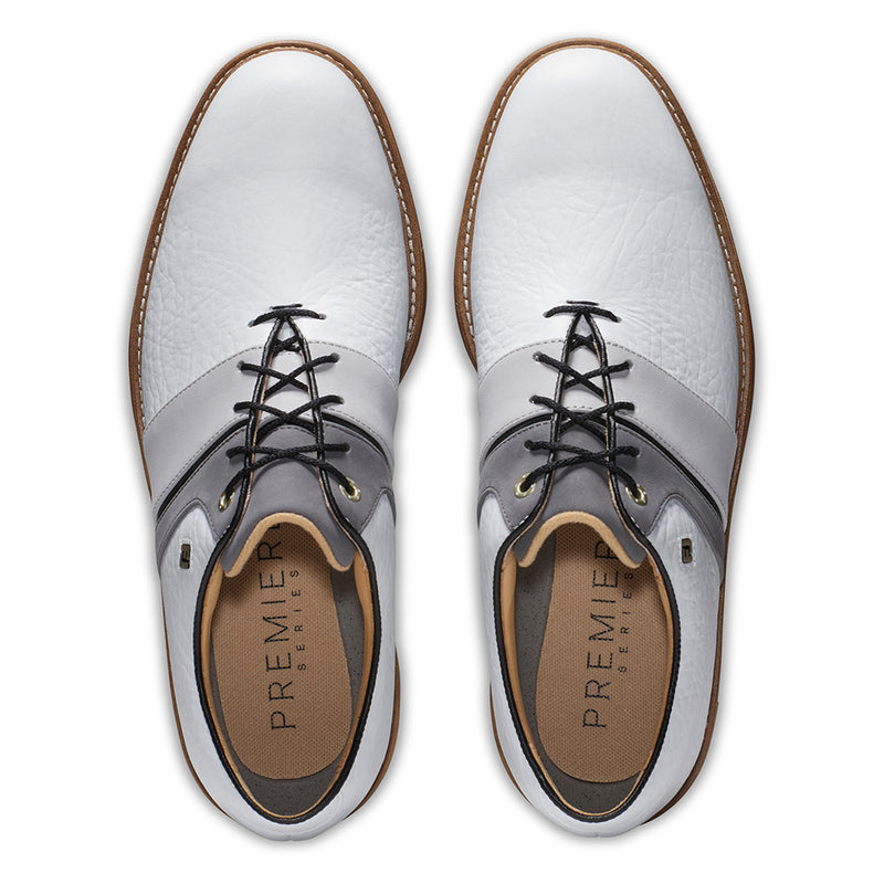 FootJoy Premiere Series Packard LX Spiked Waterproof Shoes - White/Grey/Black