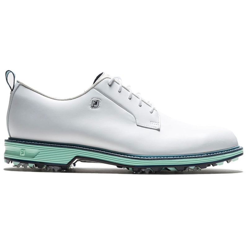 FootJoy Premiere Series Field Waterproof Spiked Shoes - White/Mint/Blue Field
