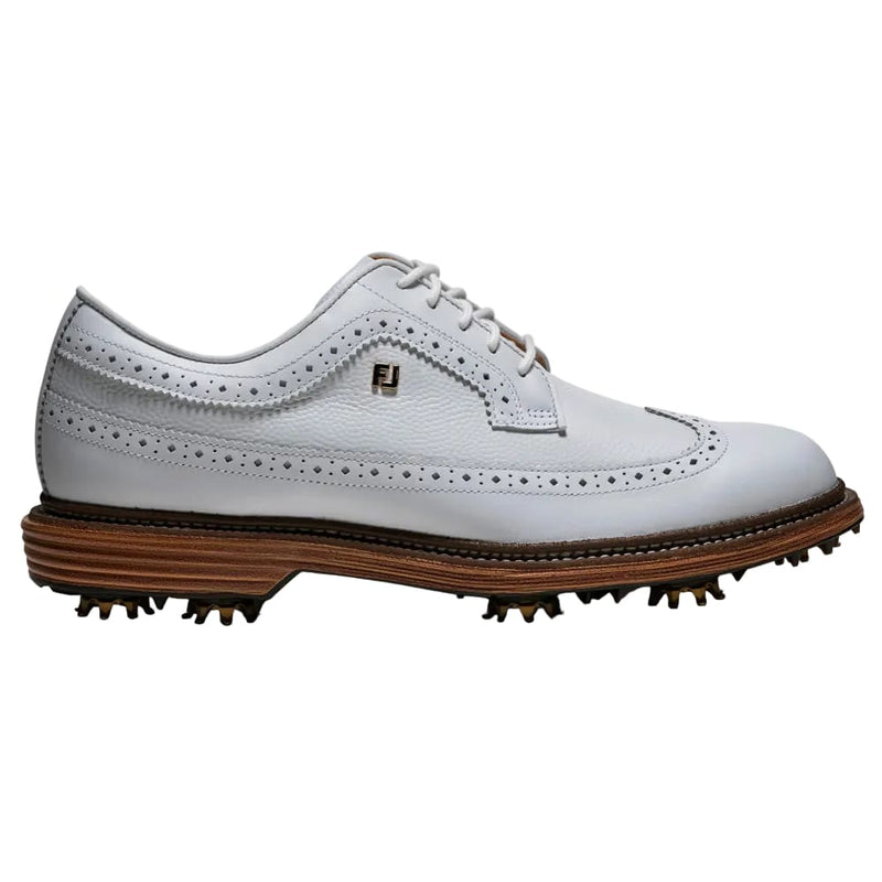 FootJoy Premiere Series Marquis Waterproof Spiked Shoes - White/White/Brown