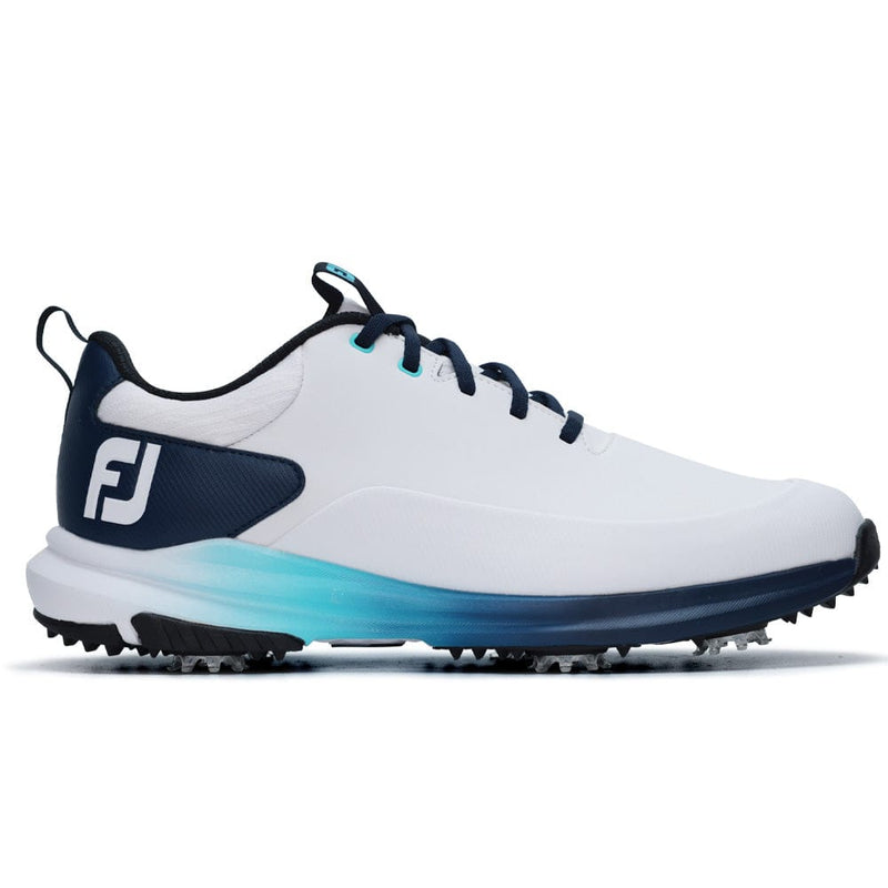 FootJoy Tour Rival Waterproof Spiked Shoes - White/Navy/Blue